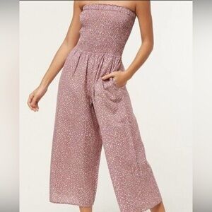 O’Neill Mauve white polka dot jumpsuit, size S